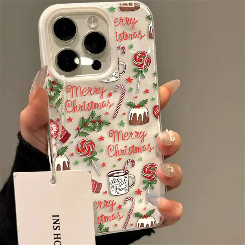 Christmas cake lollipop red Stars Phone Cases for iPhone 11 12 13 14 15 16 17 Pro Max Air Plus Shockproof Soft TPU Cover Case