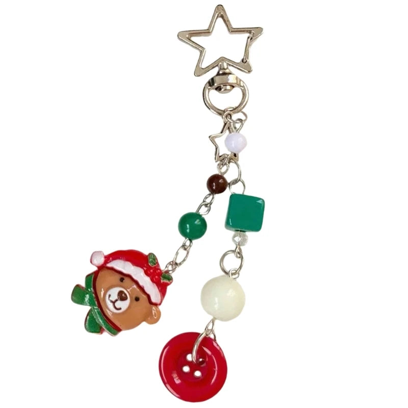 Christmas Themed Phone Strap Handmade Beaded Keychain Pendant for Fashion Lovers Drop Shipping
