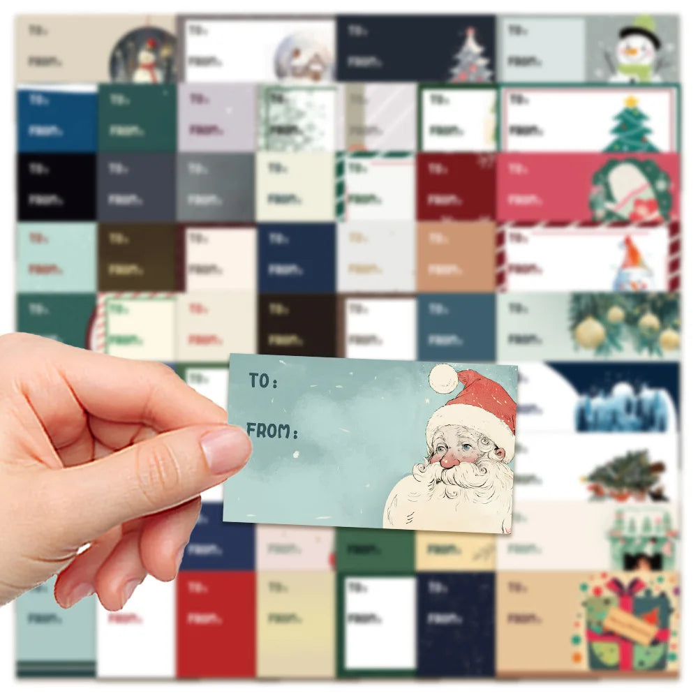 60PCS Christmas Stickers Christmas Gifts Handwritten Phone Cases Decoration Waterproof Stationery Stickers