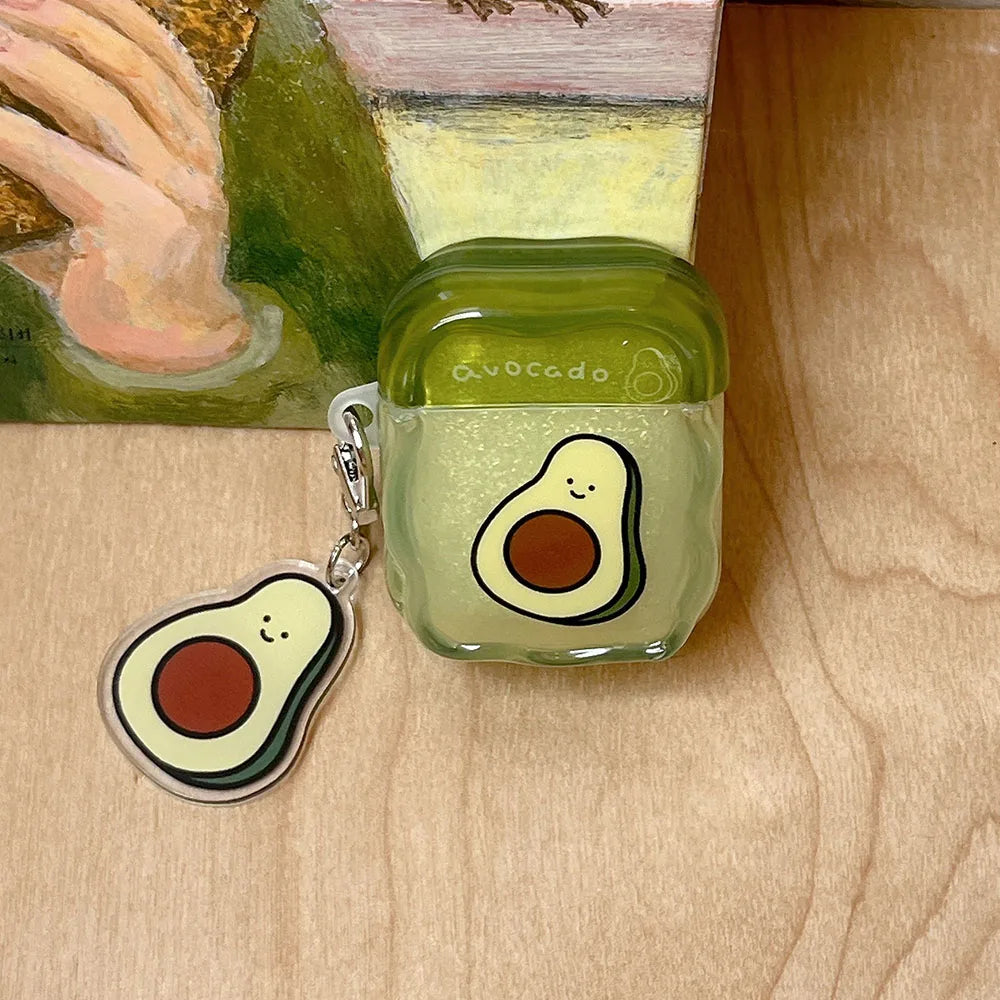 Earphone Case For AirPods 4 ANC Pro 2 Cute Fruit Cherry Avocado Protecitve Cover For Air Pods 1 2 3 4th Soft Case with Keychain
