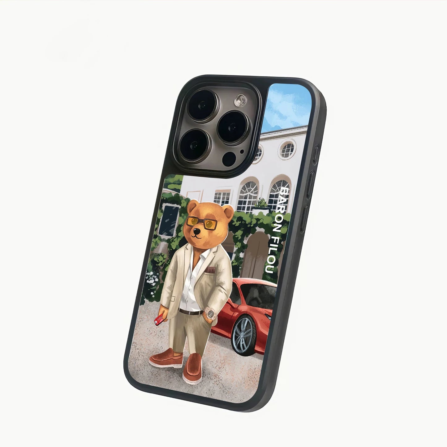 BARON FILOU bear phone case for iphone 16 15 14 13 12 11 pro max plus cover Luxury car fashion funda sport Skiing cases carcasa