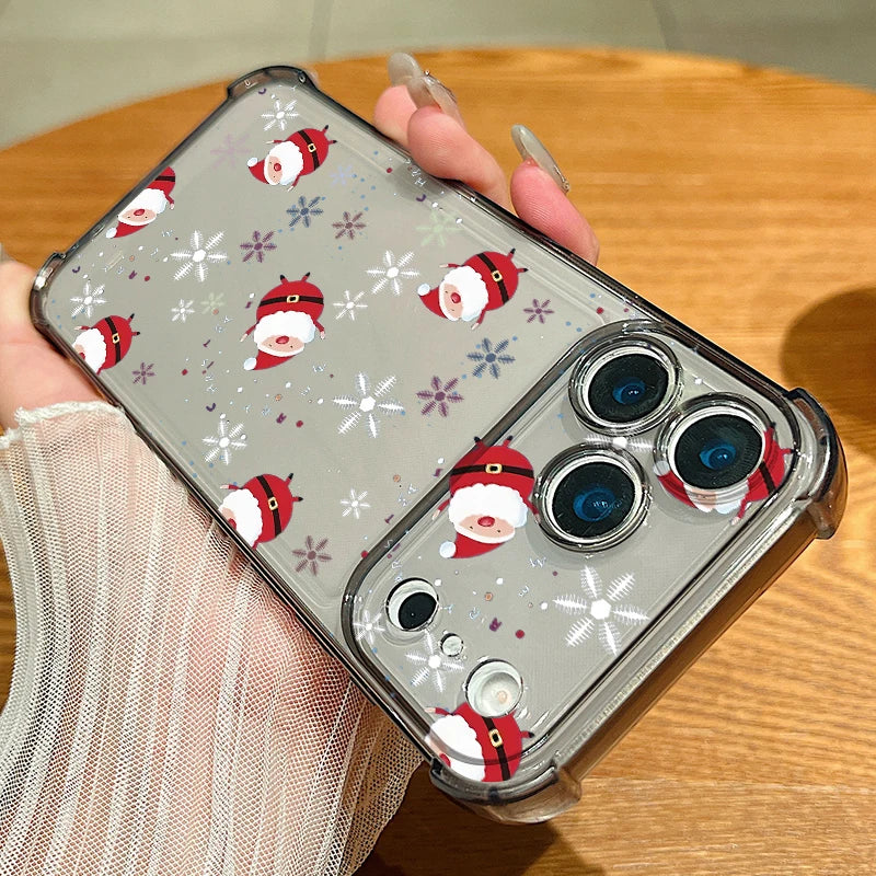 Christmas Tree Gifts Phone Case For iPhone Air 17 Pro 16 15 Pro Max 14 13 12 Pro 11 Shockproof Soft Silicone Transparent Cover