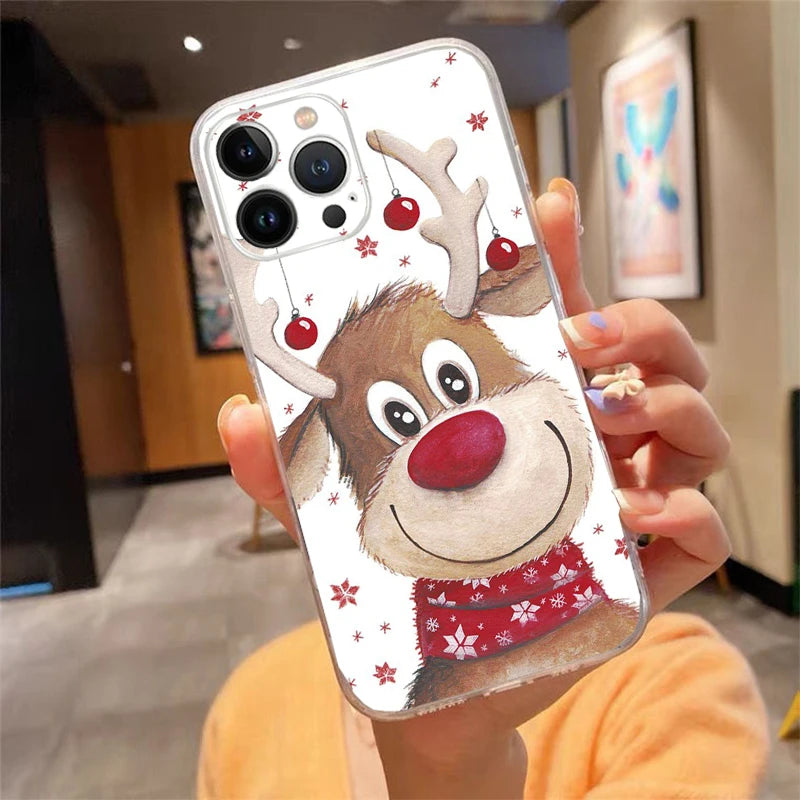 Christmas Santa Deer Snowman Phone Case For iphone 17 Pro Max Air 16 15 14 13 Pro Max 15 16 Pro 15Plus