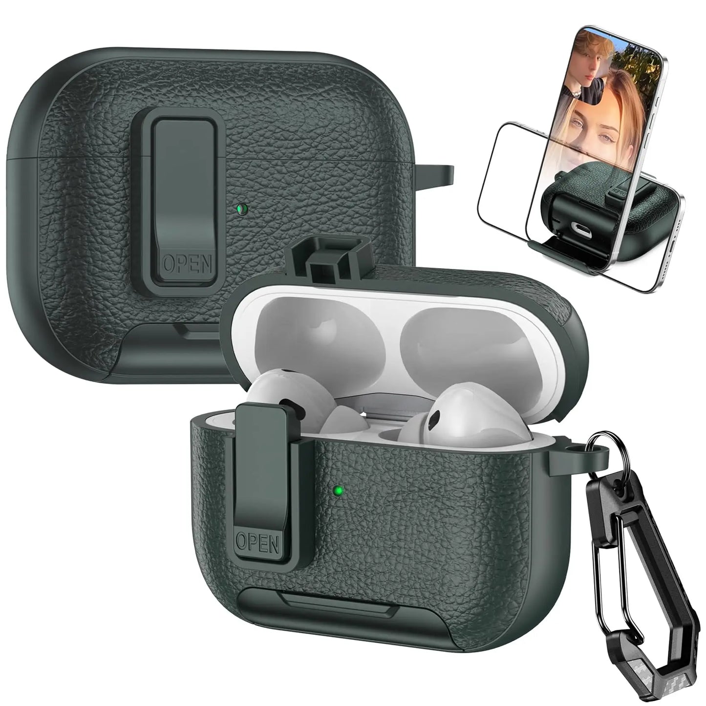 for AirPods Pro 3 Case with Phone Stand&Safety Lock Shockproof Protective Cover with Cleaner Kit for Women Men for AirPods Pro 3