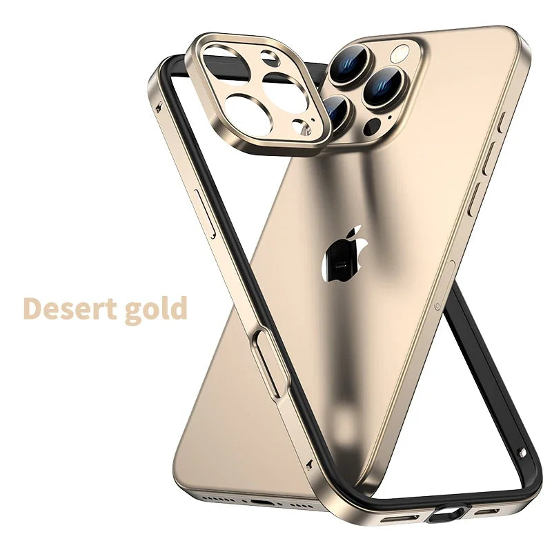 Camera Protection + Hybrid Silicone Frame Aluminum Metal Phone Case For iPhone 16 15 14 13 Pro Max Better Heat Bumper