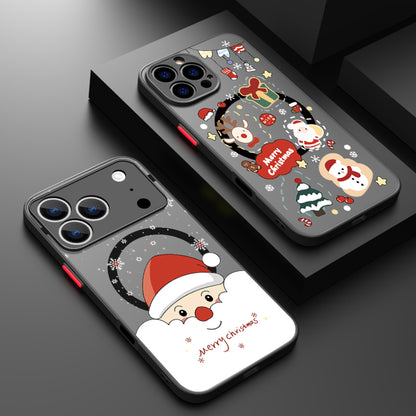 Christmas Pattern Magnetic Phone Case For iPhone Air 16e 17 16 15 Pro Max 14 13 12 Pro 11 16 Plus Shockproof Acrylic Matte Cover