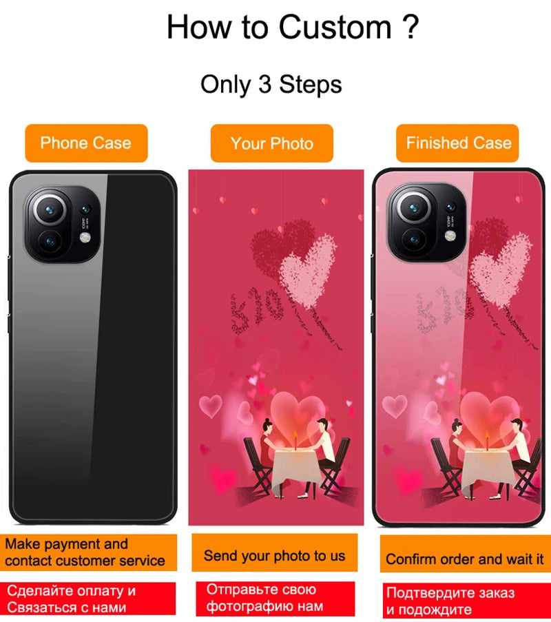 Customized DIY Photo Phone Cases For iphone 8 Plus 7 X XS Max XR Glass Silicone Cover SE 2020 DIY Personal Pictures Name Design