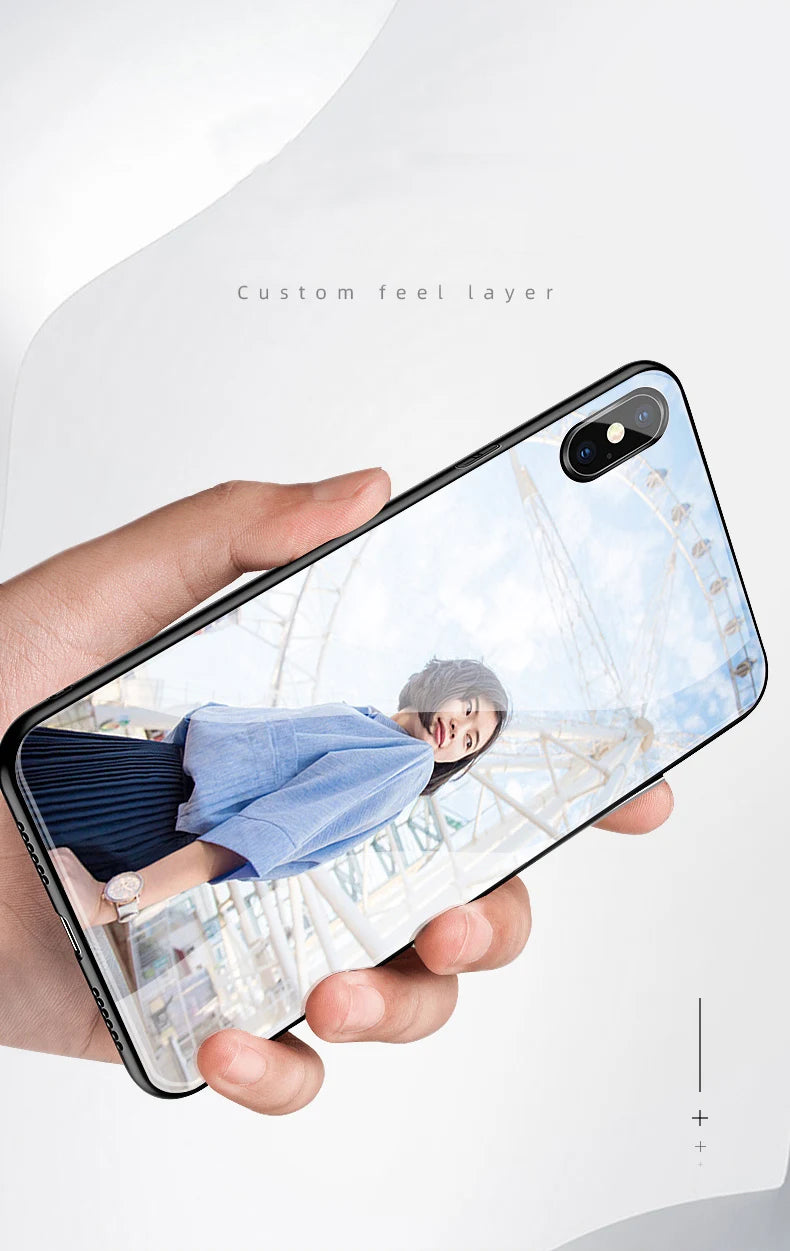 Customized DIY Photo Phone Cases For iphone 8 Plus 7 X XS Max XR Glass Silicone Cover SE 2020 DIY Personal Pictures Name Design