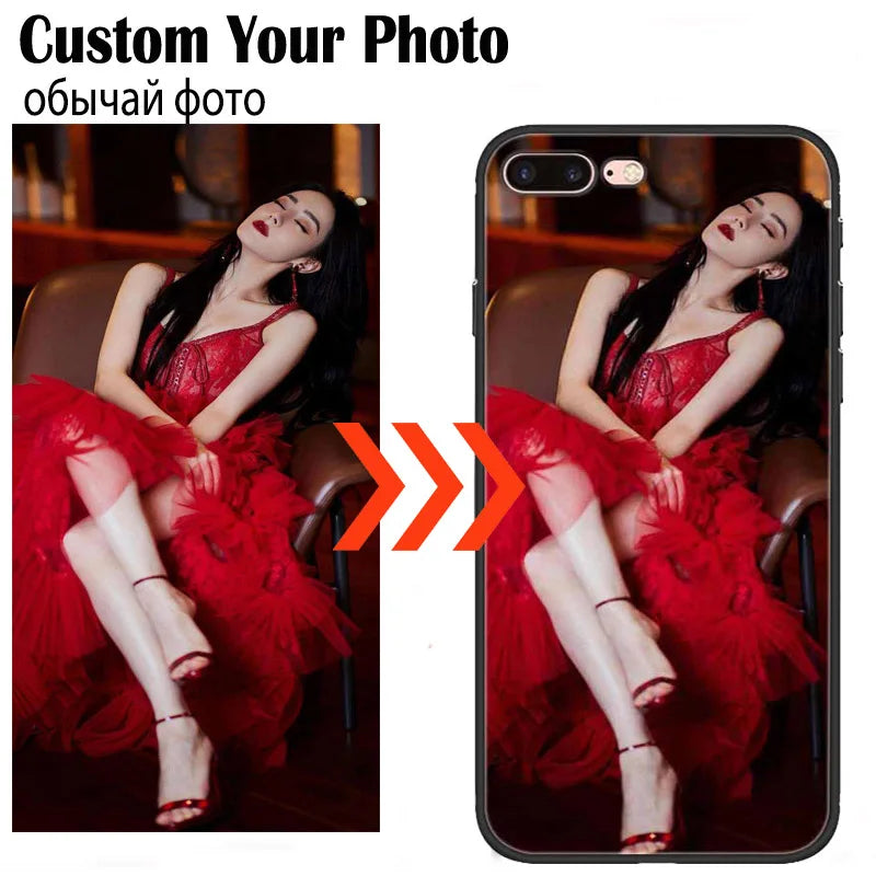 Customized DIY Photo Phone Cases For iphone 8 Plus 7 X XS Max XR Glass Silicone Cover SE 2020 DIY Personal Pictures Name Design