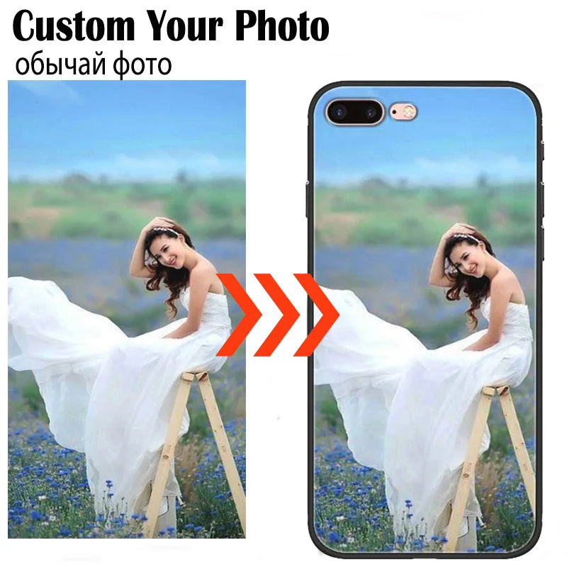 Customized DIY Photo Phone Cases For iphone 8 Plus 7 X XS Max XR Glass Silicone Cover SE 2020 DIY Personal Pictures Name Design
