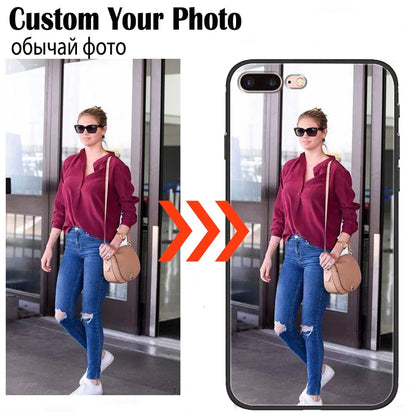 Customized DIY Photo Phone Cases For iphone 8 Plus 7 X XS Max XR Glass Silicone Cover SE 2020 DIY Personal Pictures Name Design