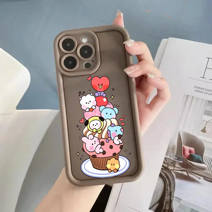 K-POP phone case FUNDA Phone Case For iPhone 16 12 13 14 Fashion 15 Pro Max Plus B-BT21S Lens Circle