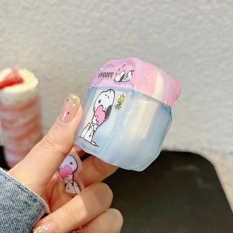 Earphone Case For Airpods 1 2 3 4 Pro 2 Cute Cartoon Peanut Snoopy Wireless Bluetooth Headset Protective Cover With Key Chain