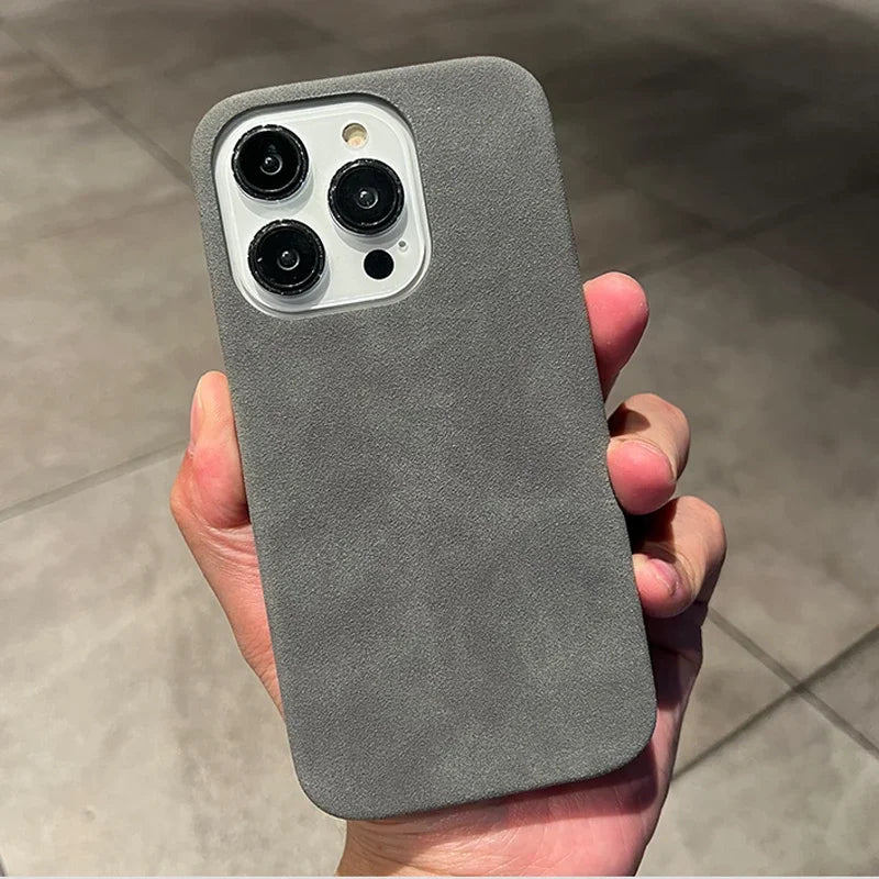 Phone Case For iPhone 16 15 14 13 12 11 Pro Max Plus Suede Leather Cases Matte Silicone Soft Shockproof Cover Fashion by Quickfindgoods. Store