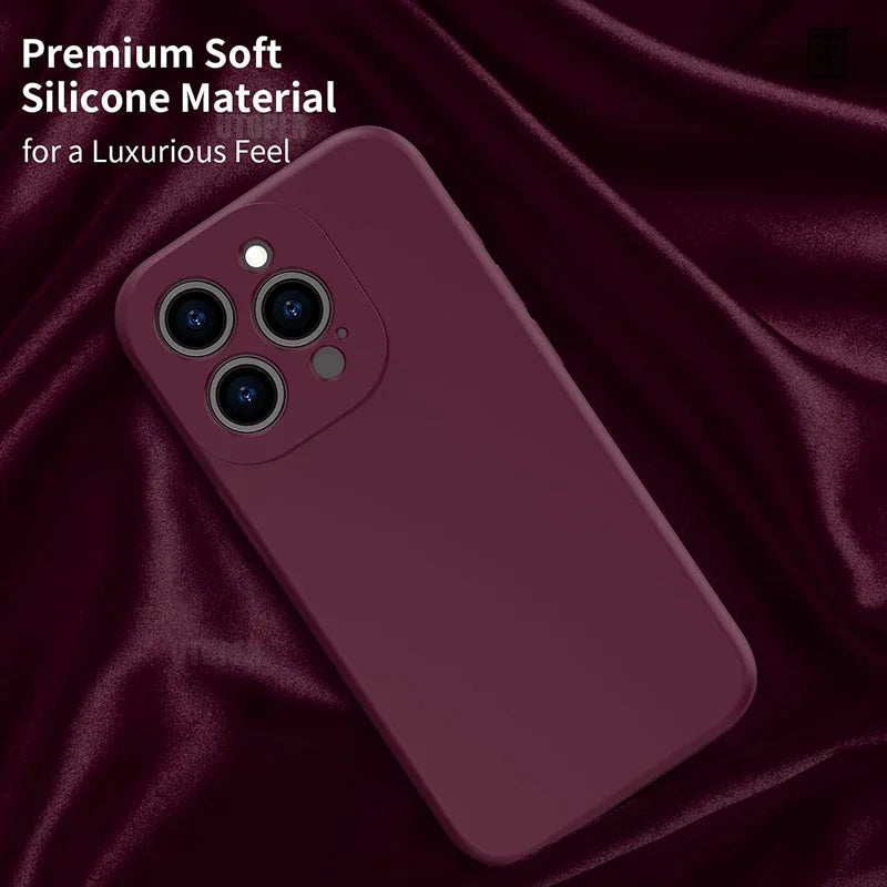 Luxury Silicone Antiskid Phone Case For iPhone 17 Air 16 15 14 13 11 12 Pro Max 16 Plus Shockproof Full Lens Protection Cover