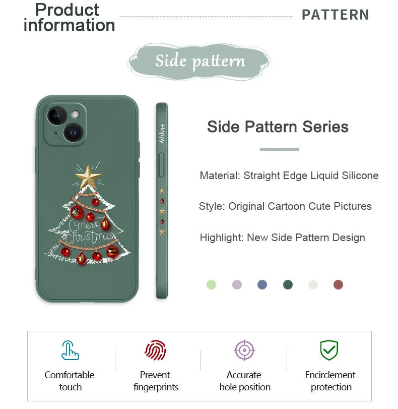 Christmas Motifs Phone Case For iPhone 17 Air 16 16E 15 14 13 12 11 Pro Max Mini X XR XS  8 7 Plus 6 6S Plus Cover