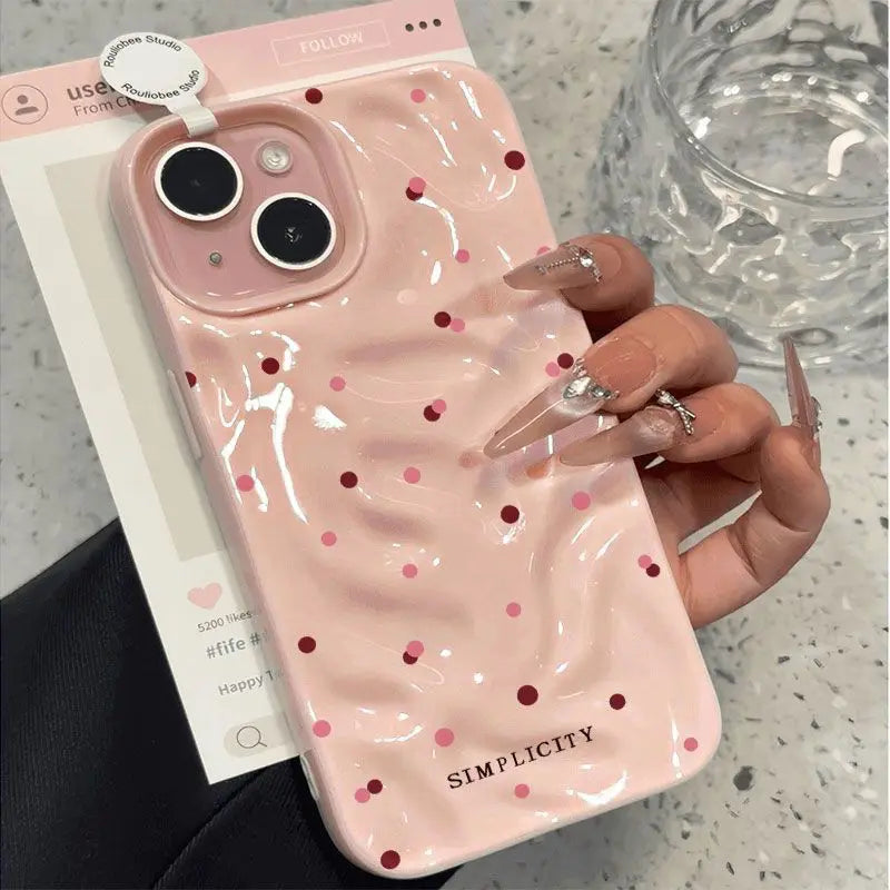 Love Polka Dot Texture Phone Case For iPhone 15 16 17 Pro Max Cases for iPhone 13 14 12 11 Pro 16 Plus 17 Air Shockproof Cover