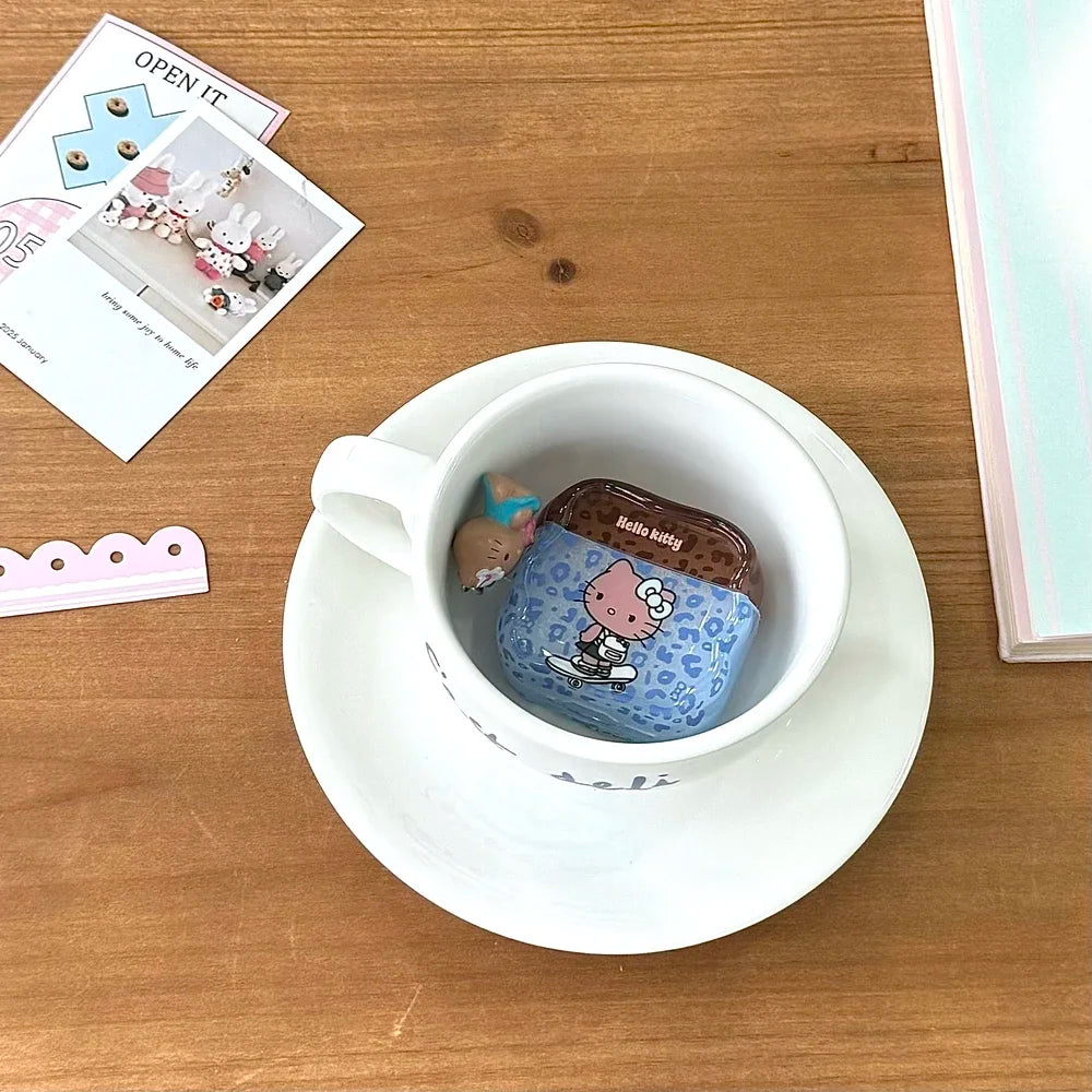 Earphone Case For Airpods 1 2 3 4 Pro 2 Cute Sanrio Hello Kitty leopard Print Wireless Bluetooth Headset Protective Soft Cover