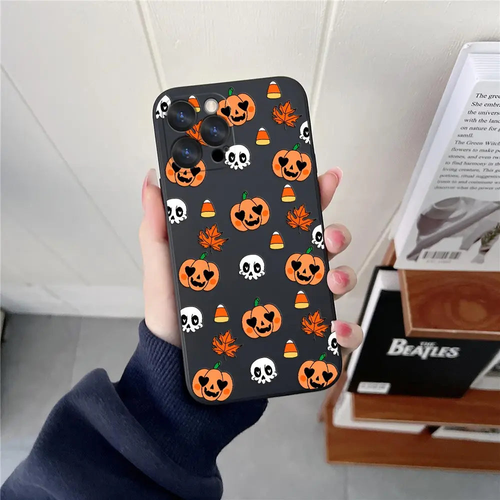 Pumpkin Halloween Happy Phone Case For iPhone 17 16 15 14 13 12 11 Pro Max Cases For iPhone 17 Air 16 Plus 16E XS Silicone Cover