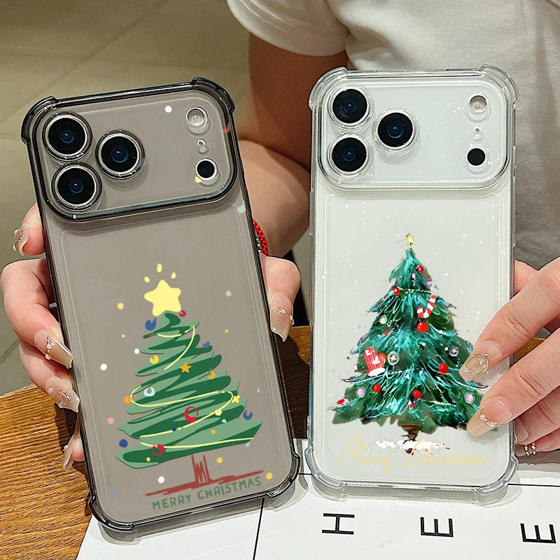 Christmas Tree Gifts Phone Case For iPhone Air 17 Pro 16 15 Pro Max 14 13 12 Pro 11 Shockproof Soft Silicone Transparent Cover