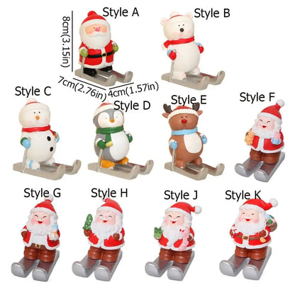 Christmas Style Santa Claus Phone Holder Cartoon Snowman/Penguin/Elk Phone Stand Resin Simulation Phone Support Home Desk