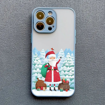 Luxury Cartoon Christmas Phone Cases for IPhone 11 12 13 Mini Pro Max 14 15 16 Pro Max Plus XS XR X Simple Santa Shockproof Case