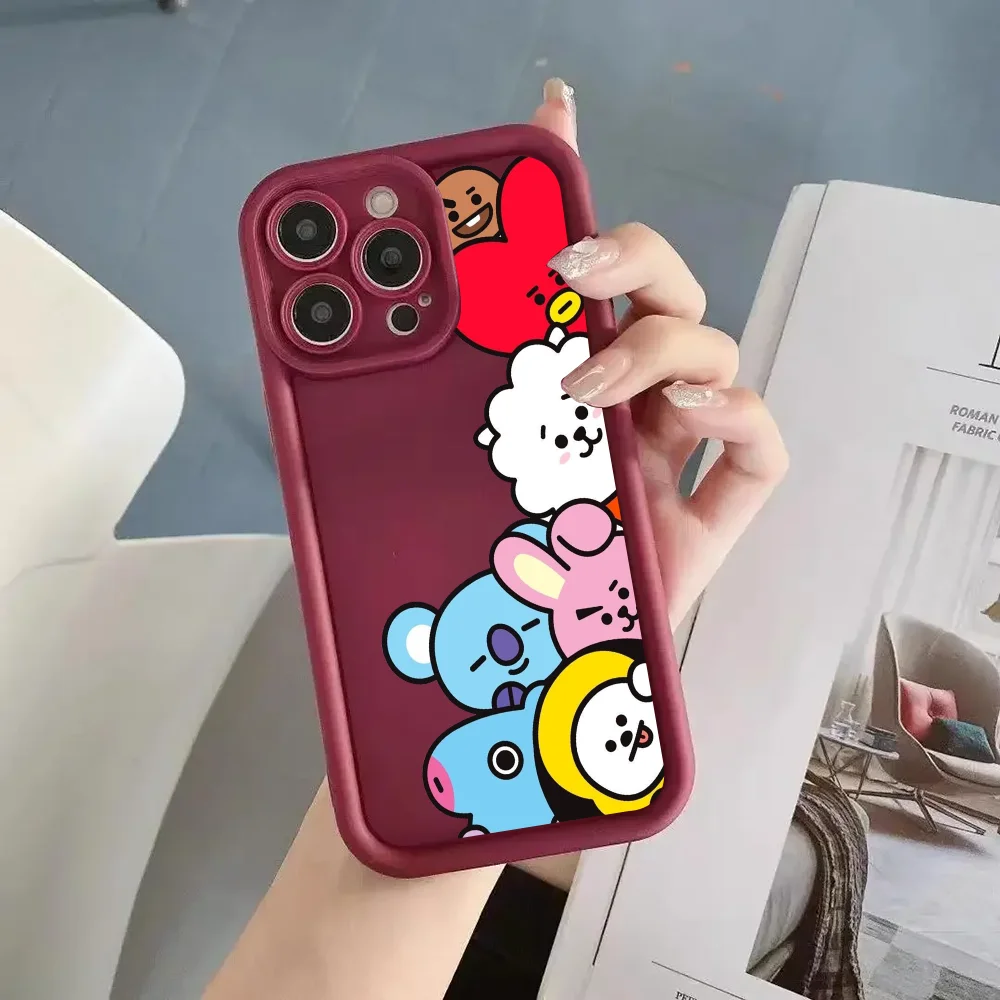 K-POP phone case FUNDA Phone Case For iPhone 16 12 13 14 Fashion 15 Pro Max Plus B-BT21S Lens Circle
