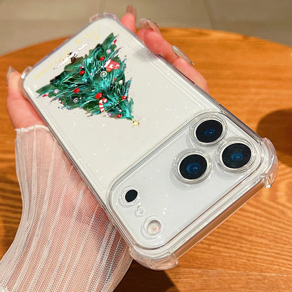 Christmas Tree Gifts Phone Case For iPhone Air 17 Pro 16 15 Pro Max 14 13 12 Pro 11 Shockproof Soft Silicone Transparent Cover