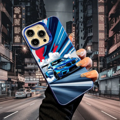 Sports Car Phone Case for iPhone 17 AIR 16 15 14 13 Pro 12 11 Pro Xs X XR Max Laser Hard PC+TPU Cases Back Cover-S731