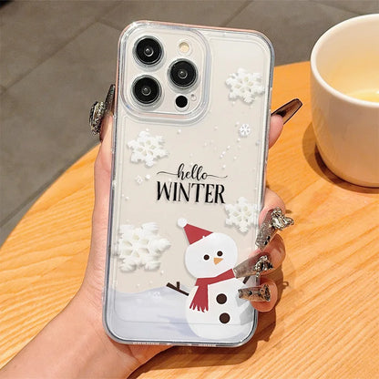 New Year Christmas Gift Clear Phone Case For iPhone 17 16 15 14 13 12 11 Pro Max Air Plus 13Mini Santa Claus Shell Cover Fundas