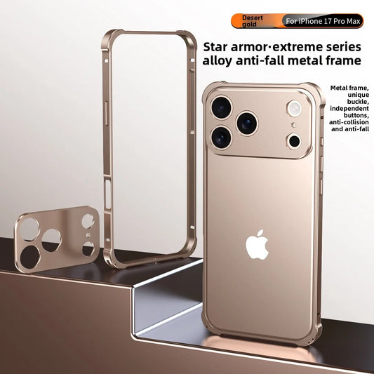 Luxury High-end Official Colour Alloy Aluminium Frame Phone Cases For IPhone 17 Air 17 Pro Max Anti-Shock Lens Rugged Back Cover