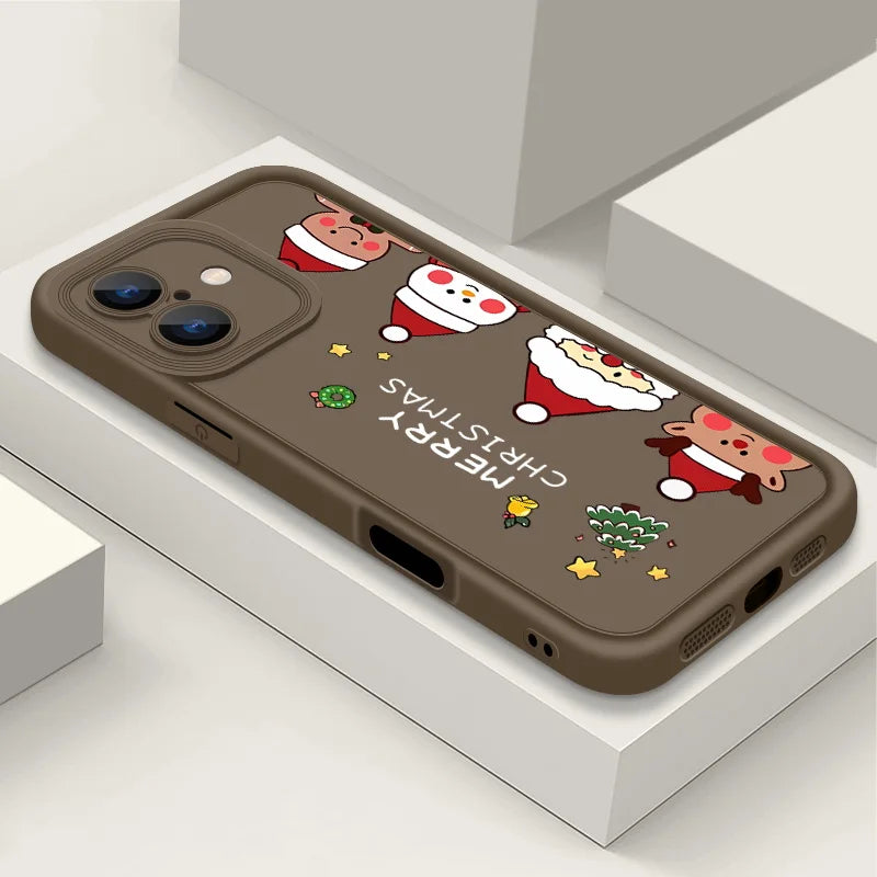 Merry Christmas Phone Case For iPhone 16e 16 Pro Max 15 14 Plus 13 12 Pro Max 11 Soft TPU Silicone Back Cover New Year Gift