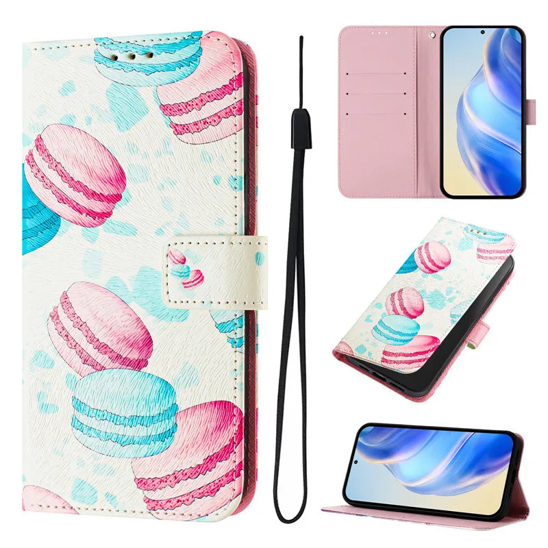 13 Leather Phone Case For iPhone 13 12 Mini 11 Pro 13Pro 12Pro Max 11Pro Coque Flip Cover Wallet Magnetic Painted Cases Cat Bear