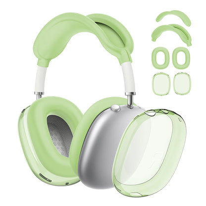 4 in 1 Silicone + TPU Clear Cover Case Shockproof Ear Pad Ear Cups Headband Cover Ear Cushion/Ear Muff Protector for AirPods Max