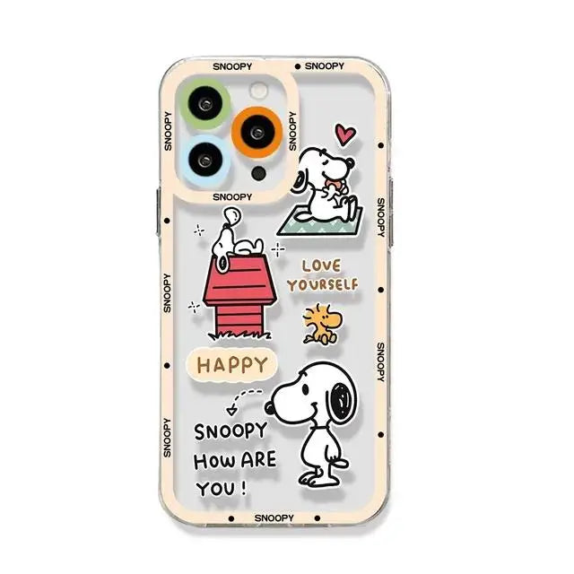 Cute Snoopy Phone Case for Iphone 17 16 15 Pro Max 11 12 13 14 Pro Max 16 14 Plus 12 13 Mini 17 Pro Clear Transparent Soft Cover