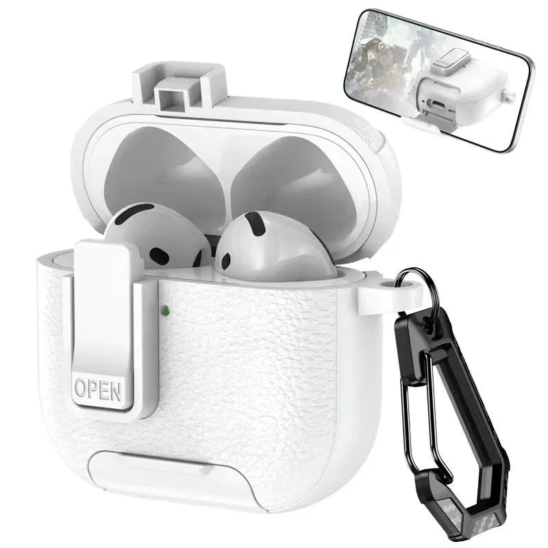 Can be used in mobile phone holders For AirPods Pro 3 Case Shockproof Protective Cover For AirPods 1 2 3 4 Pro Leather Bracket
