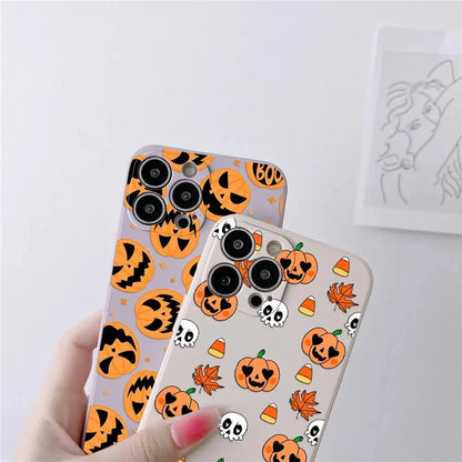 Pumpkin Halloween Happy Phone Case For iPhone 17 16 15 14 13 12 11 Pro Max Cases For iPhone 17 Air 16 Plus 16E XS Silicone Cover