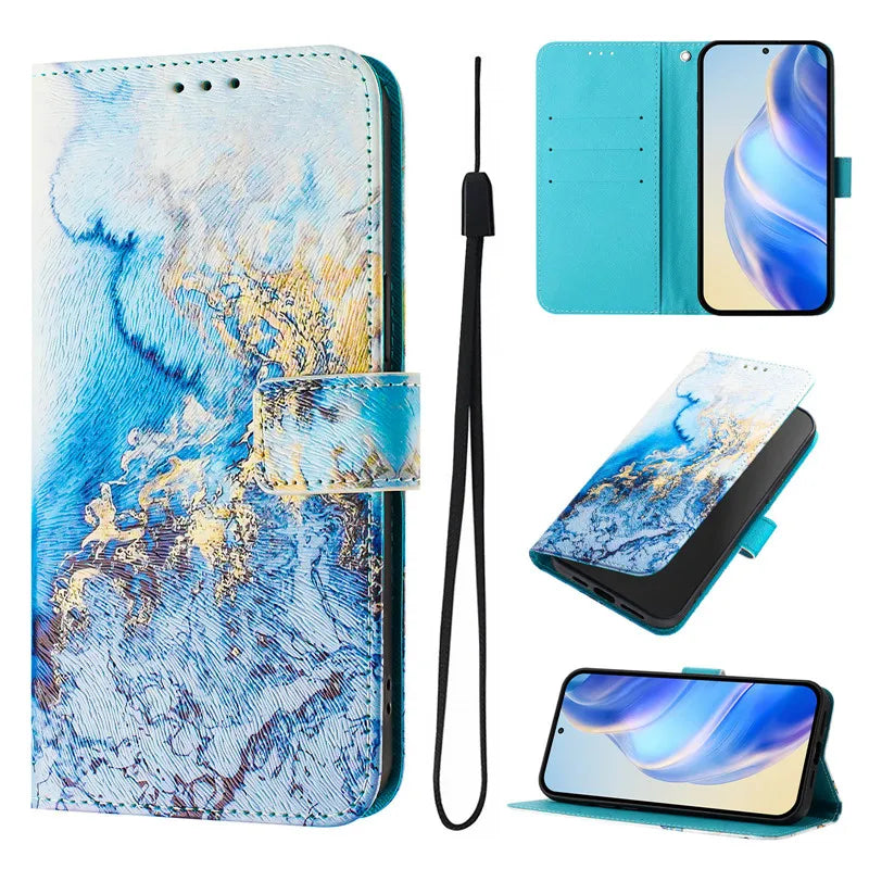 13 Leather Phone Case For iPhone 13 12 Mini 11 Pro 13Pro 12Pro Max 11Pro Coque Flip Cover Wallet Magnetic Painted Cases Cat Bear