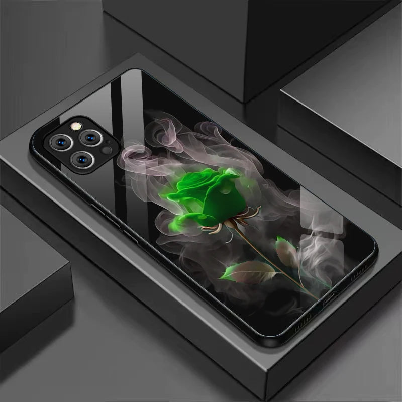 Suitable For [iPhone 11 12 13 14 15 16 Pro Max Plus Mini] Glass Phone Case Cover,Protect Soft Cover Cases