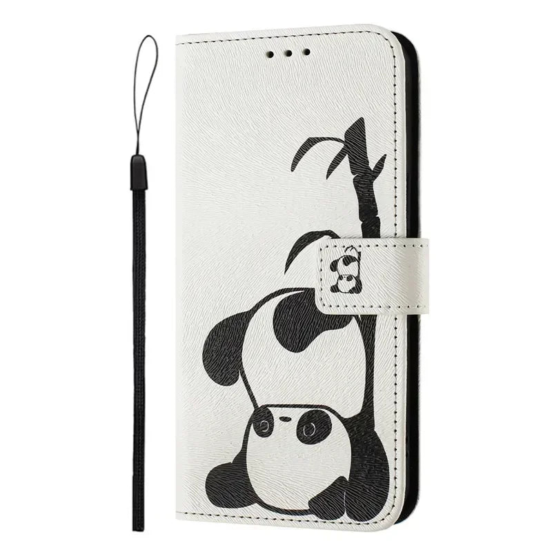 13 Leather Phone Case For iPhone 13 12 Mini 11 Pro 13Pro 12Pro Max 11Pro Coque Flip Cover Wallet Magnetic Painted Cases Cat Bear