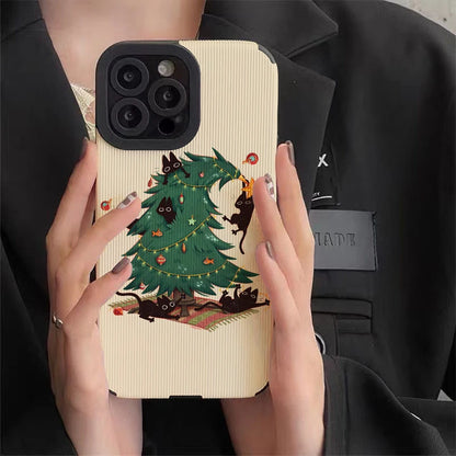 Christmas Cat Tree Phone Cases for IPhone 11 Case 14 Pro Max 15 Pro Max IPhone Case for IPhone 13