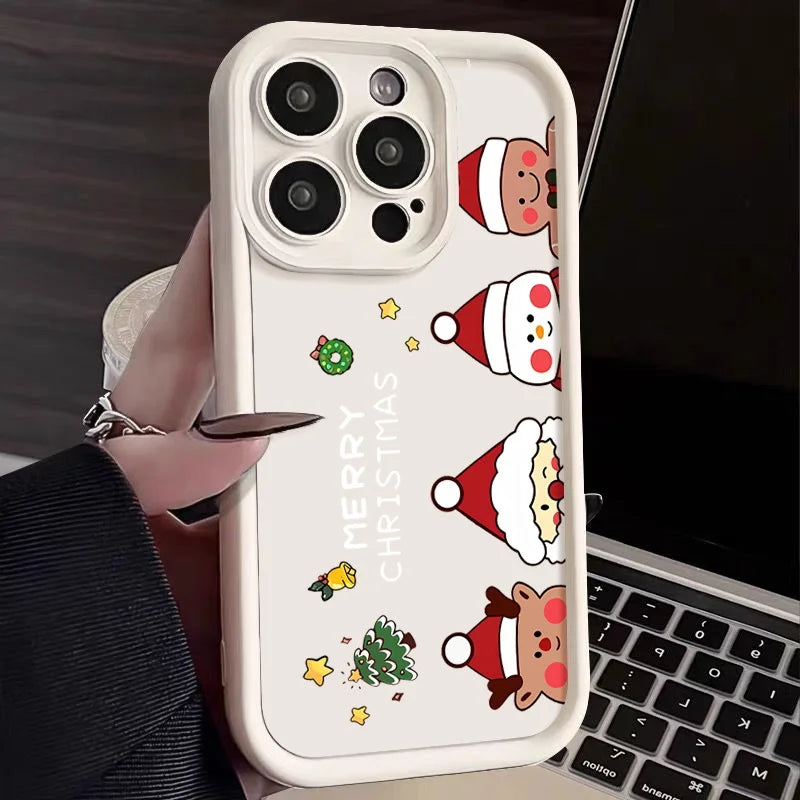 Merry Christmas Phone Case For iPhone 16e 16 Pro Max 15 14 Plus 13 12 Pro Max 11 Soft TPU Silicone Back Cover New Year Gift