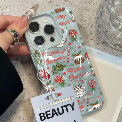 Christmas cake lollipop red Stars Phone Cases for iPhone 11 12 13 14 15 16 17 Pro Max Air Plus Shockproof Soft TPU Cover Case