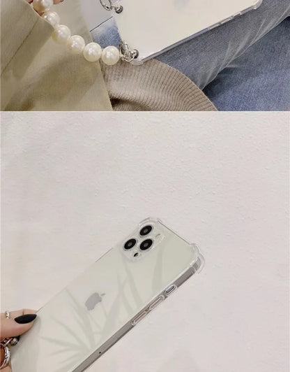 Pearl Bracelet Chain Phone case For iPhone 16 15 14 13 12 11 Pro X XS Max XR 7 8 Plus Shockproof Protection Cover