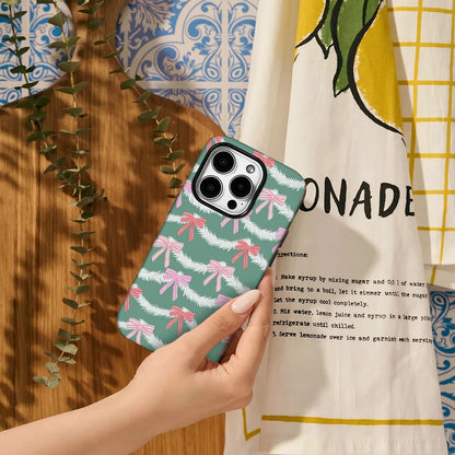 Christmas Bow Phone Case for IPhone 16 15 14 13 12 11 X XS XR XSMAX 7 8 Pro Max Plus Double-layer Back Cover