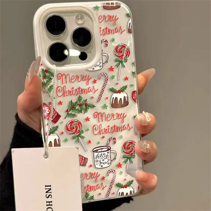 Christmas cake lollipop red Stars Phone Cases for iPhone 11 12 13 14 15 16 17 Pro Max Air Plus Shockproof Soft TPU Cover Case