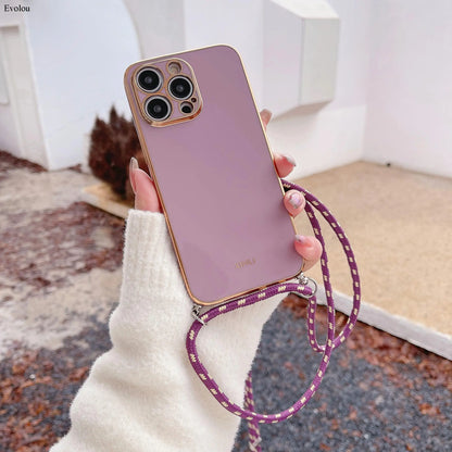 Crossbody lanyard Plating Phone Case For Nothing Phone 2 Soft TPU Lens protection Shockproof Back Cover For Nothing Phone 3A Pro