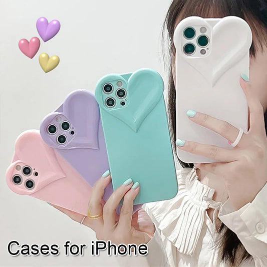 Love Heart Protect Lens Phone Cases For IPhone 17 16 Pro Max 15 14 13 12 11 Pro Xs XR 7 8 Plus SE2/SE3 TPU Shockproof Back Cover