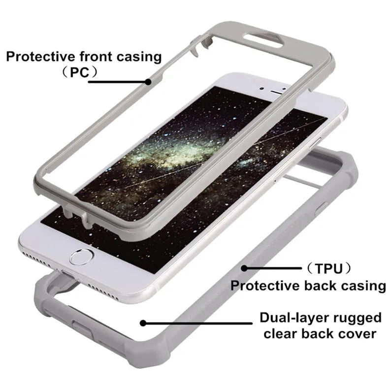 Heavy Duty Protection Urban Doom Armor PC+TPU Case for iPhone 16 15 14 13 12 11 Pro Max Plus Transparent Shockproof Cover