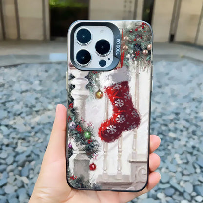 Christmas New Year Gifts Elk Snow Phone Case For iPhone 13 14 Pro Max 16 15 11 12 Mini Pro Max 15 14 Plus Shockproof Laser Cover